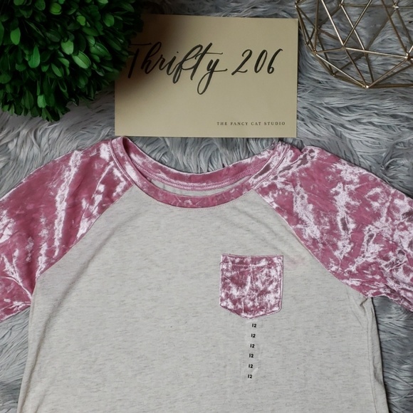 Justice Other - [Justice] Pink Velvet Baseball Tee